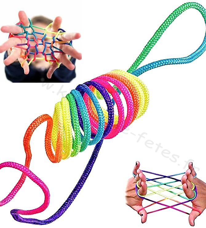 1.65 Meters Rainbow Corde À Doigts Finger String Toy Supplies Exercez Vos Doigts Et Votre Cerveau Jeu De Ficelle Multicolore 