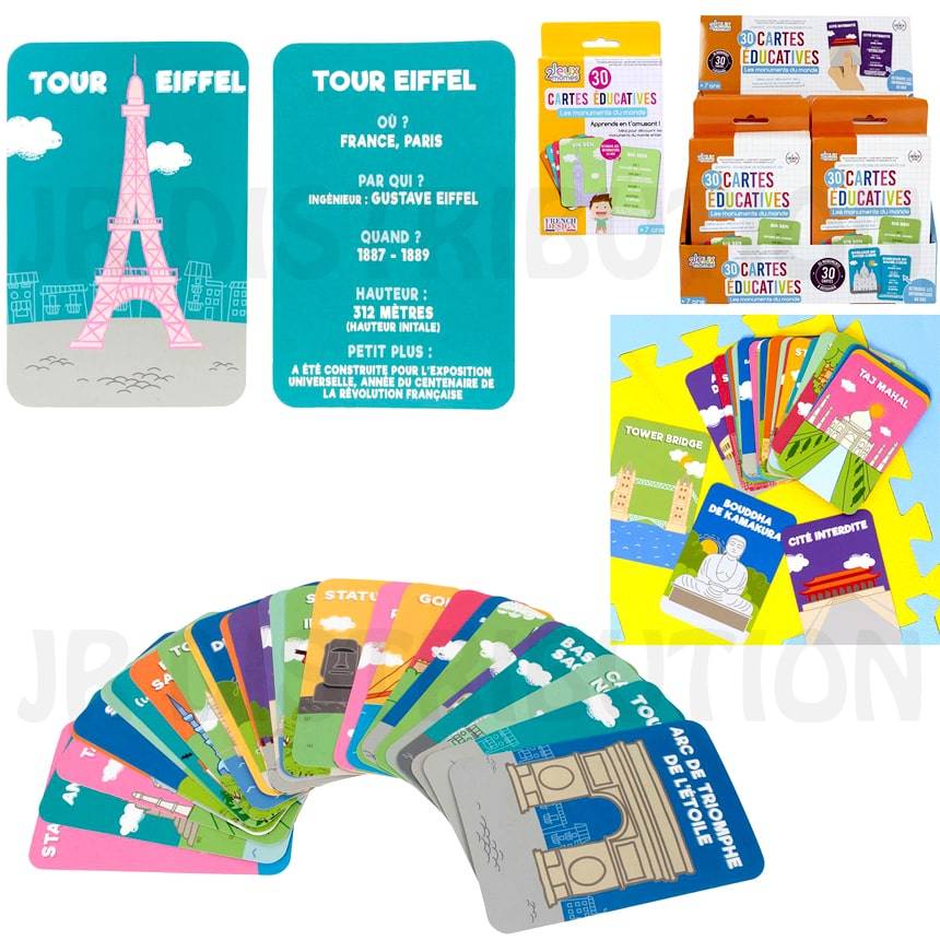 2 JEUX MÖMES Paquet de 30 Carte éducative J'apprends Les Monuments du Monde  x 30 Flash Card Info au Dos - Cdiscount Jeux - Jouets